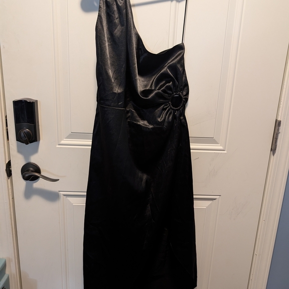 French Connection Womena One Shoulder Elegant Black Midi Dress Size 10 - Picture 1 of 6